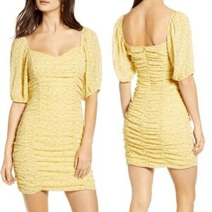 All in Favor Yellow Floral Mini Dress